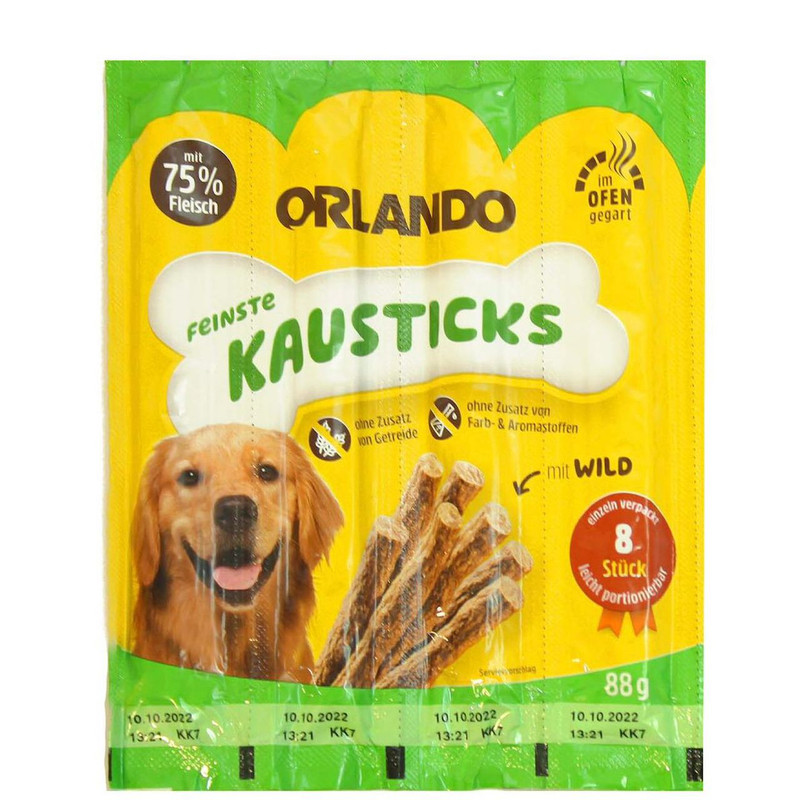 تشویقی مدادی سگ اورلاندو با طعم گوشت شکاری بسته 8 عددی