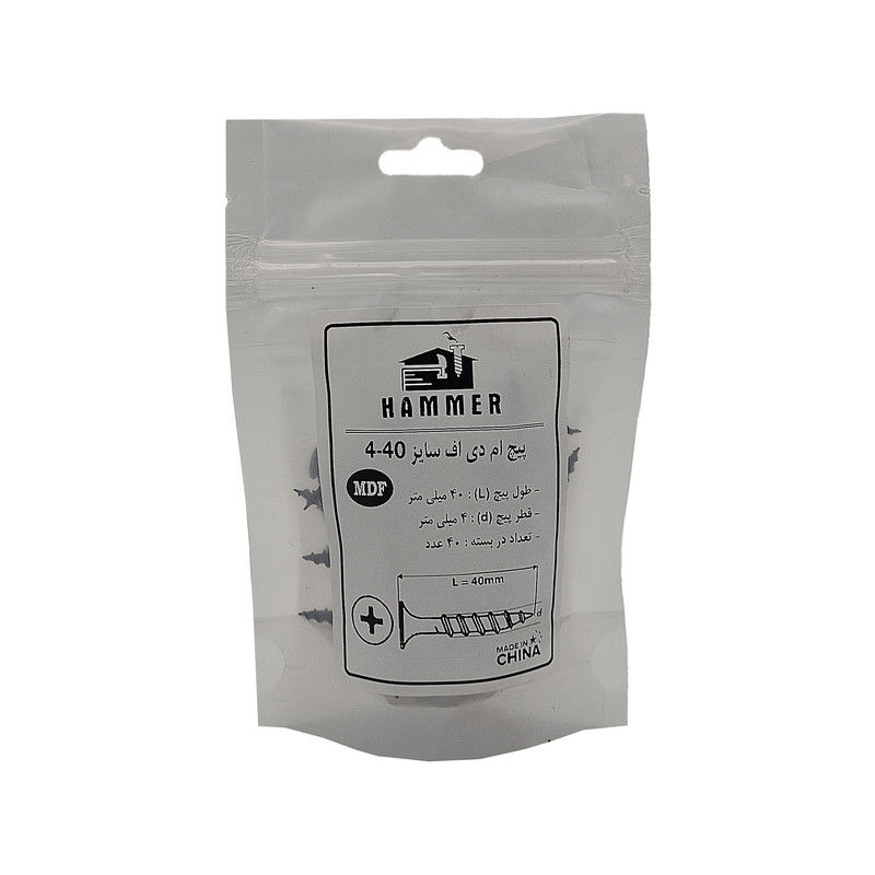 پیچ ام دی اف هامر مدل 4x40mm بسته 40 عددی