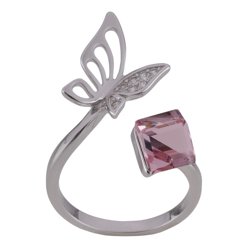 خرید و قیمت انگشتر نقره زنانه سواروسکی مدل سنگ و مکعب کد 874554