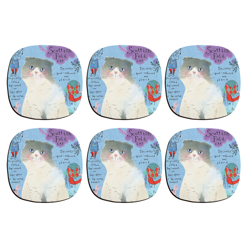زیر لیوانی ترمه طراحان ایده مدل گربه اسکاتلندی کد strm1095 بسته شش عددی