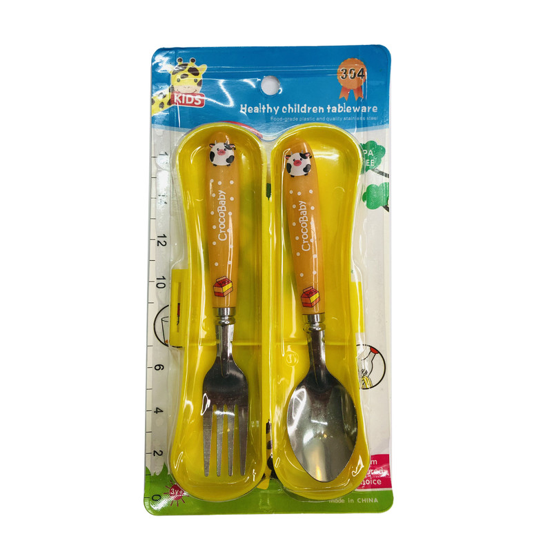 قاشق و چنگال کودک مدل Croco Baby طرح گاو