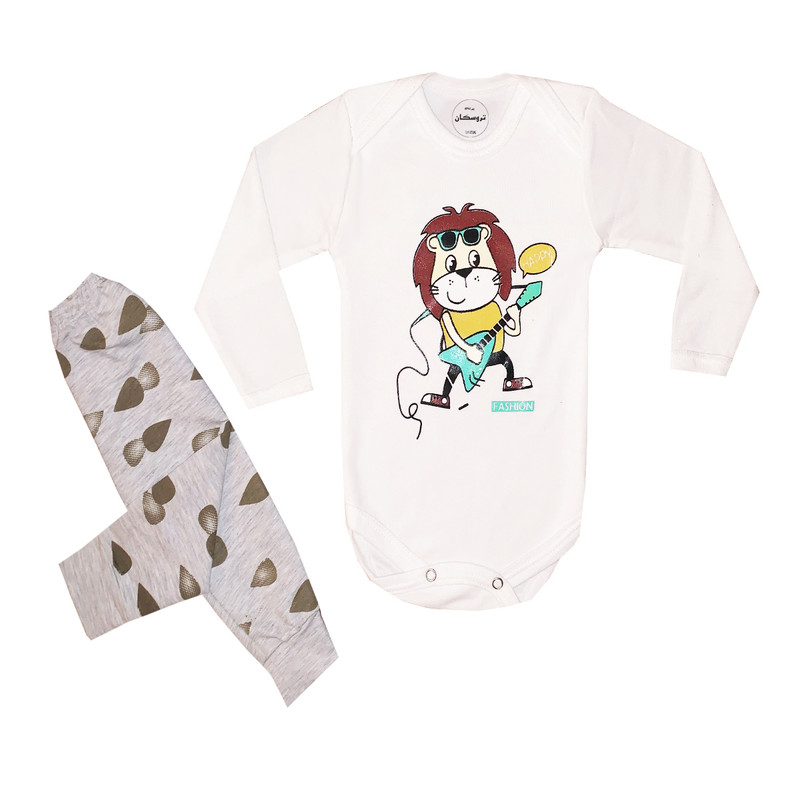 خرید و قیمت ست بادی و شلوار نوزادی تروسکان مدل شیر خواننده