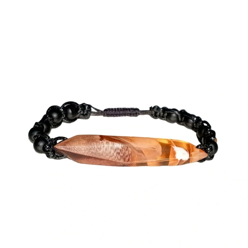 خرید و قیمت دستبند مدل چند ضلعی چوب و رزین 11