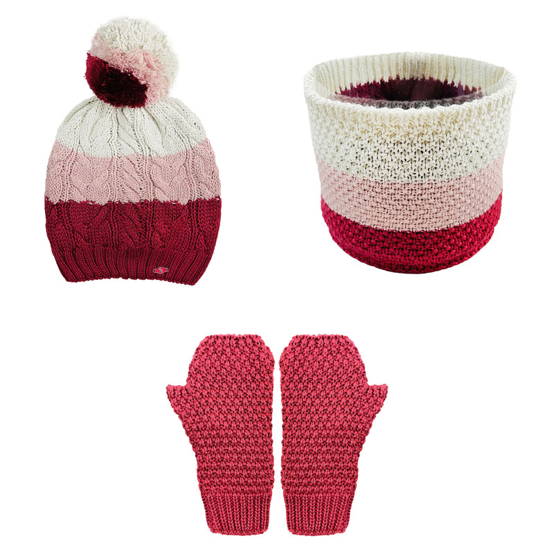 ست کلاه و شال گردن و دستکش بافتنی بچگانه تارتن مدل 65029