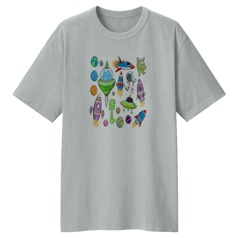 خرید و قیمت تی شرت لانگ زنانه مدل فضایی کد LL142 رنگ طوسی