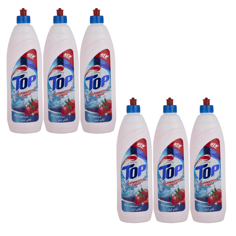 مایع ظرفشویی تاپ مدل Strawberry وزن 1000 گرم بسته 6 عددی