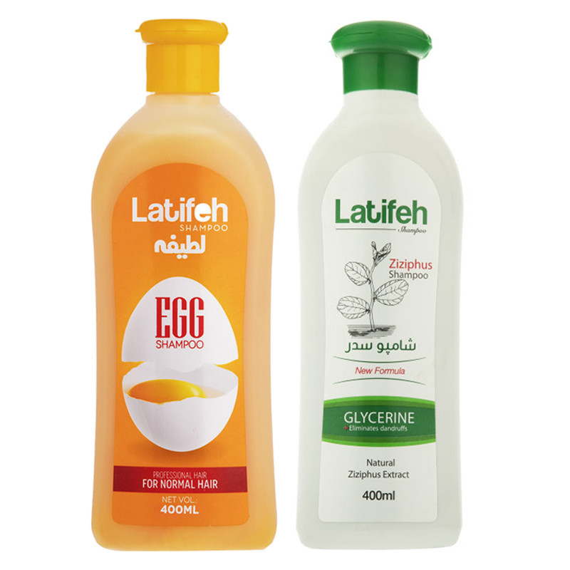 شامپو مو لطیفه مدل تخم مرغ و سدر حجم 400 میلی لیتر مجموعه 2 عددی
