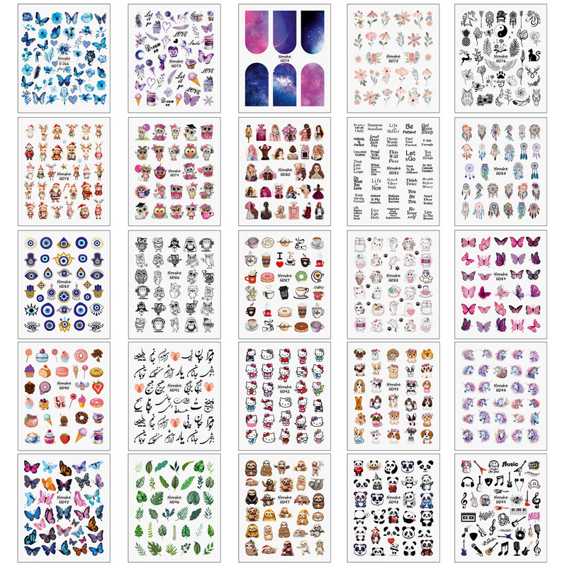 برچسب لنز ناخن مدل گلچین کد N066-099 مجموعه 25 عددی