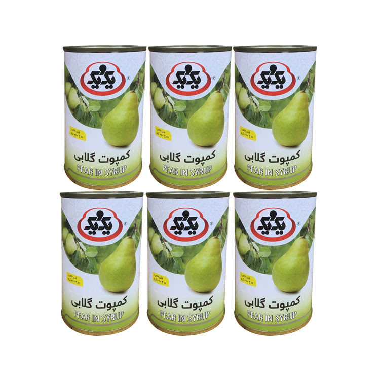 کمپوت گلابی یک و یک - 420 گرم بسته 6 عددی