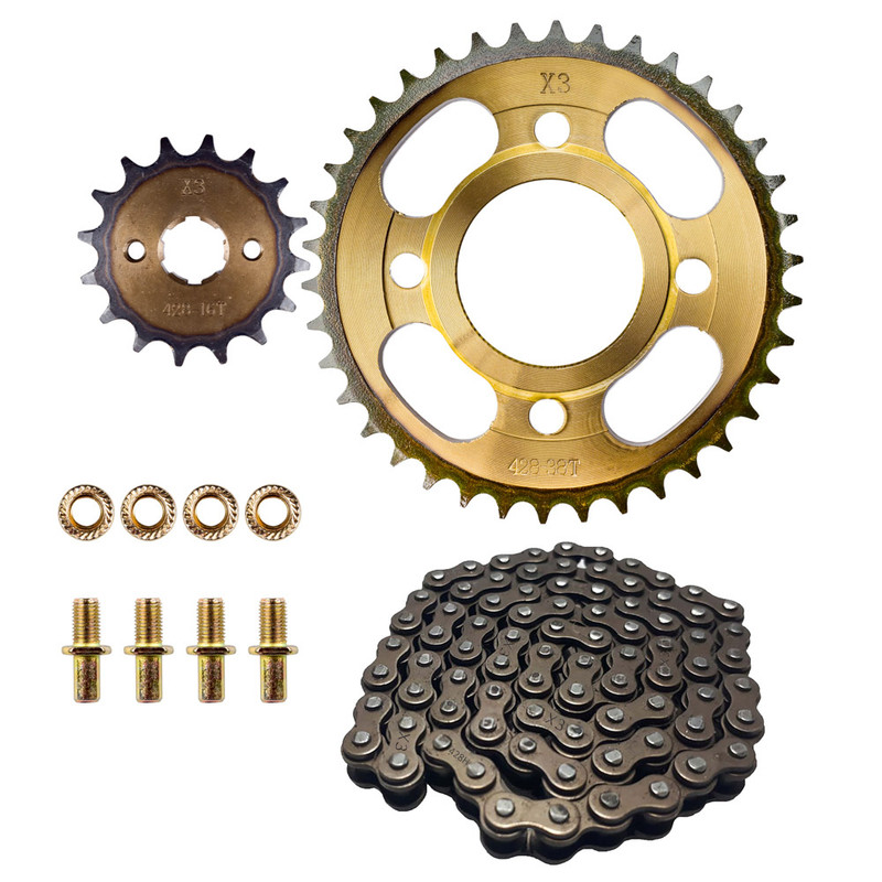 ست دنده زنجیر موتور سیکلت فابریک مدل C125 38T/15T 428H-102L مناسب برای هندا 125 مجموعه 11 عددی