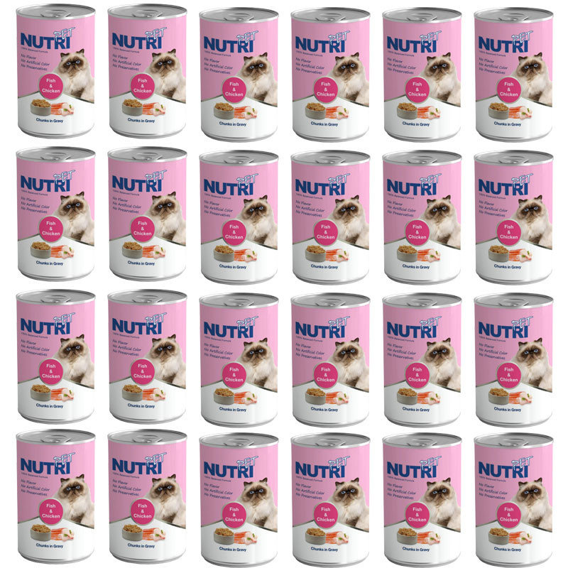 خرید و قیمت کنسرو غذای گربه نوتری پت مدل Chicken And Fish وزن 425 گرم بسته 24 عددی