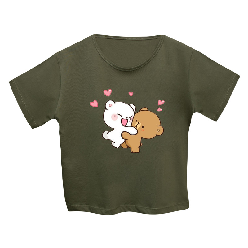 خرید و قیمت کراپتی شرت آستین کوتاه زنانه مدل خرس های عاشق