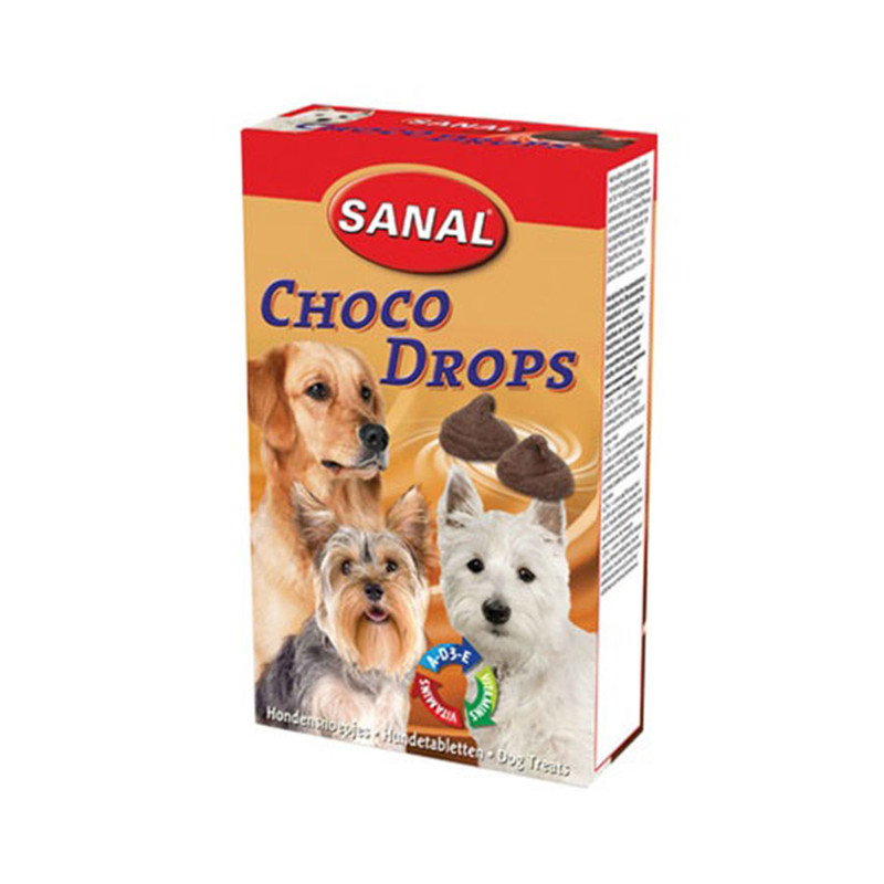 تشویقی سگ سانال مدل CHOCO DROPS ویتامینه وزن 125 گرم