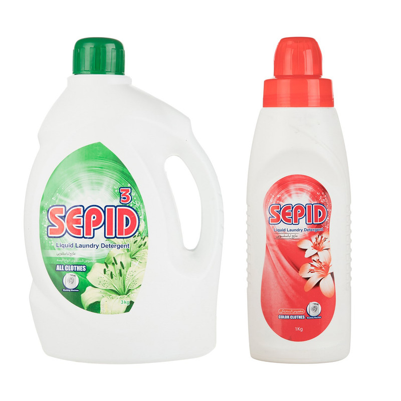 مایع لباسشویی سپید SR1 وزن 3 کیلوگرم به همراه مایع لباسشویی سپید مدل R1 وزن 1 کیلو گرم