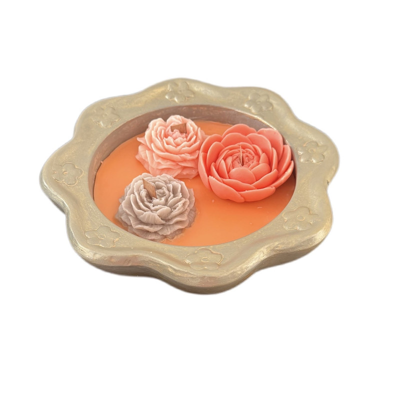 شمع دست ساز مدل کاسه ای گلدار