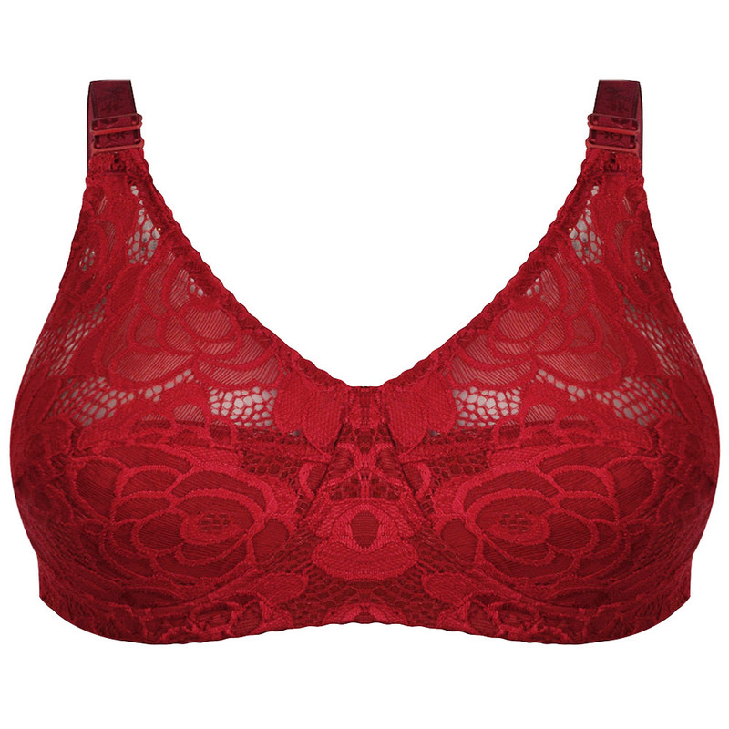 سوتین زنانه پرجامدا مدل 340019118 دانتل رنگ زرشکی