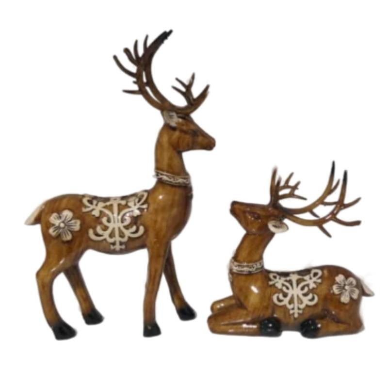 خرید و قیمت مجسمه دنیا دکوری سرمد مدل گوزن طرح چوبی کد 4 مجموعه 2 عددی