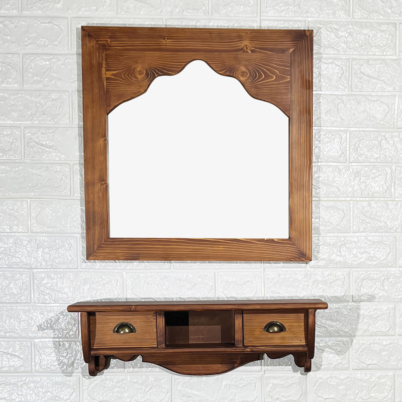 آینه سهیل مدل چوب به همراه شلف دیواری