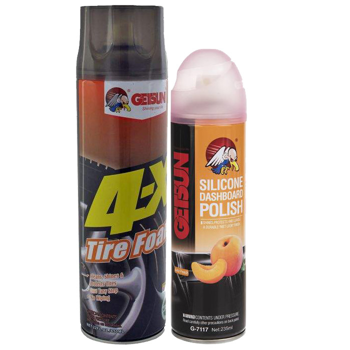اسپری تمیز کننده تایر گتسان مدل G1008-7117 به همراه اسپری واکس داشبورد
