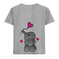 تی شرت آستین کوتاه دخترانه مدل فیل و قلب F715