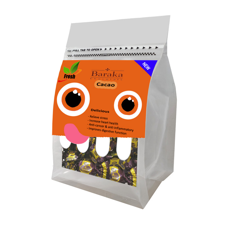 شکلات کاکائویی شیری مغز دار باراکا - 500 گرم