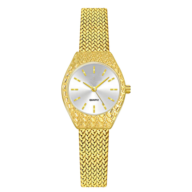 خرید و قیمت ساعت مچی عقربه ای زنانه مدل کوارتز بند استیل بافت کد 1.4