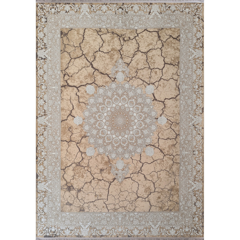 فرش ماشینی افرند کد 2258 زمینه کرم