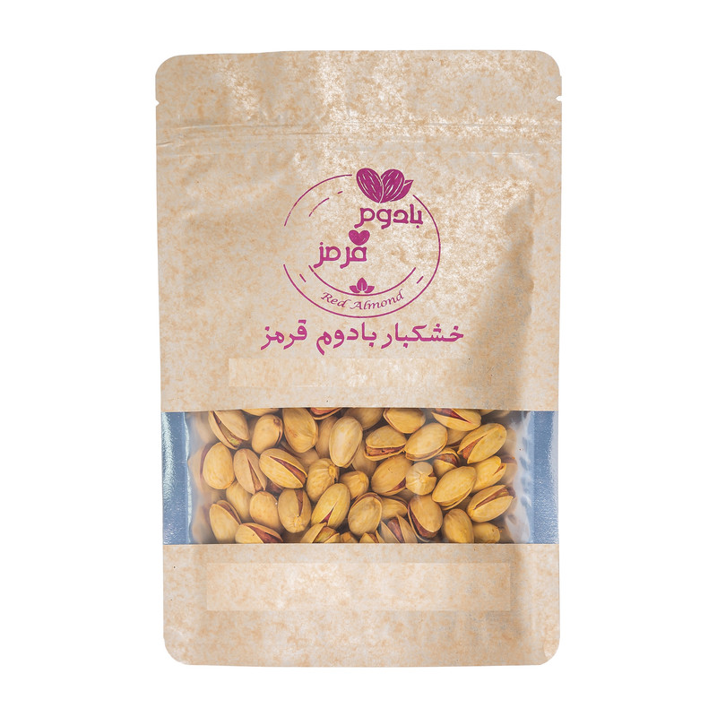 پسته احمد آقایی زعفرانی بادوم قرمز نمکدون - 500 گرم