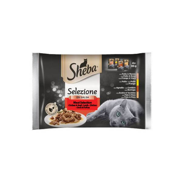 پوچ گربه شبا مدل میکس وزن 340 گرم مجموعه 4 عددی