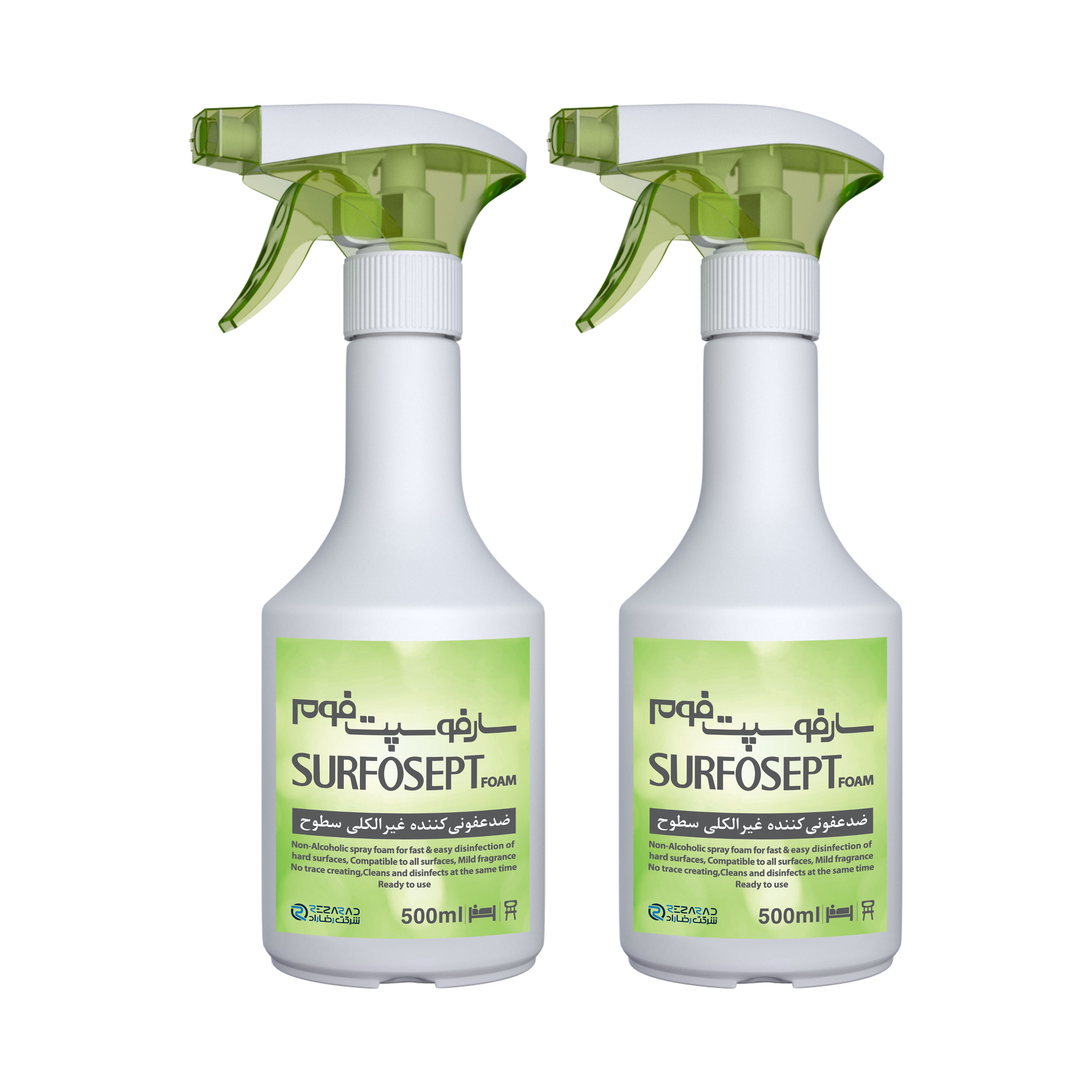 فوم ضدعفونی کننده سطوح شرکت رضاراد مدل Surfosept Foam حجم 500 میلی لیتر بسته 2 عددی