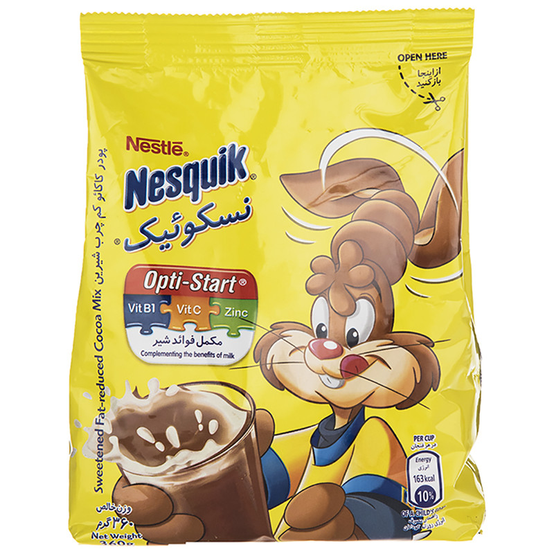 خرید و قیمت پودر کاکائو کم چرب شیرین نسکوئیک مقدار 360 گرم