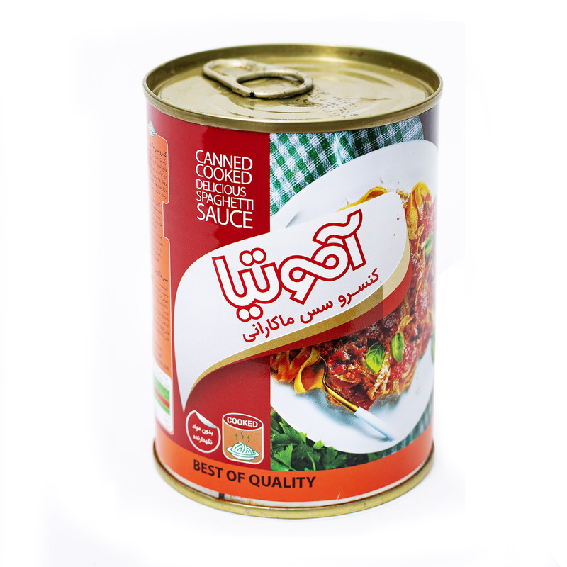 خرید و قیمت کنسرو مایه ماکارونی با سویا و قارچ آموتیا - 400 گرم