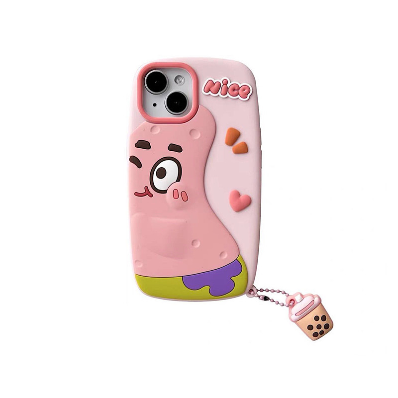 کاور مدل عروسکی پاتریک سیلیکونی مناسب برای گوشی موبایل اپل iPhone 13/ 15 به همراه آویز