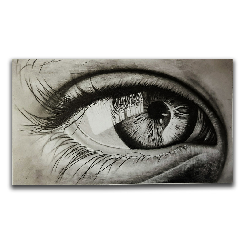 نقاشی سیاه قلم مدل چشم حرفه ای