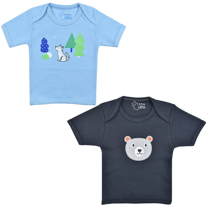 تی شرت آستین کوتاه نوزادی اسپیکو کد 300 -3 بسته دو عددی