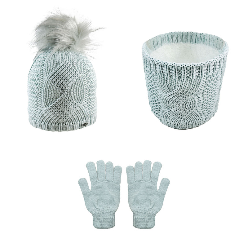 خرید و قیمت ست کلاه و شال گردن و دستکش بافتنی بچگانه اندلس مدل 65003 رنگ آبی