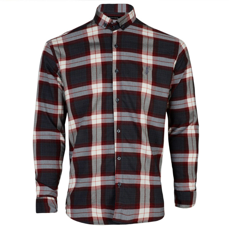 پیراهن آستین بلند مردانه مدل 271001718 چهارخانه رنگ زرشکی