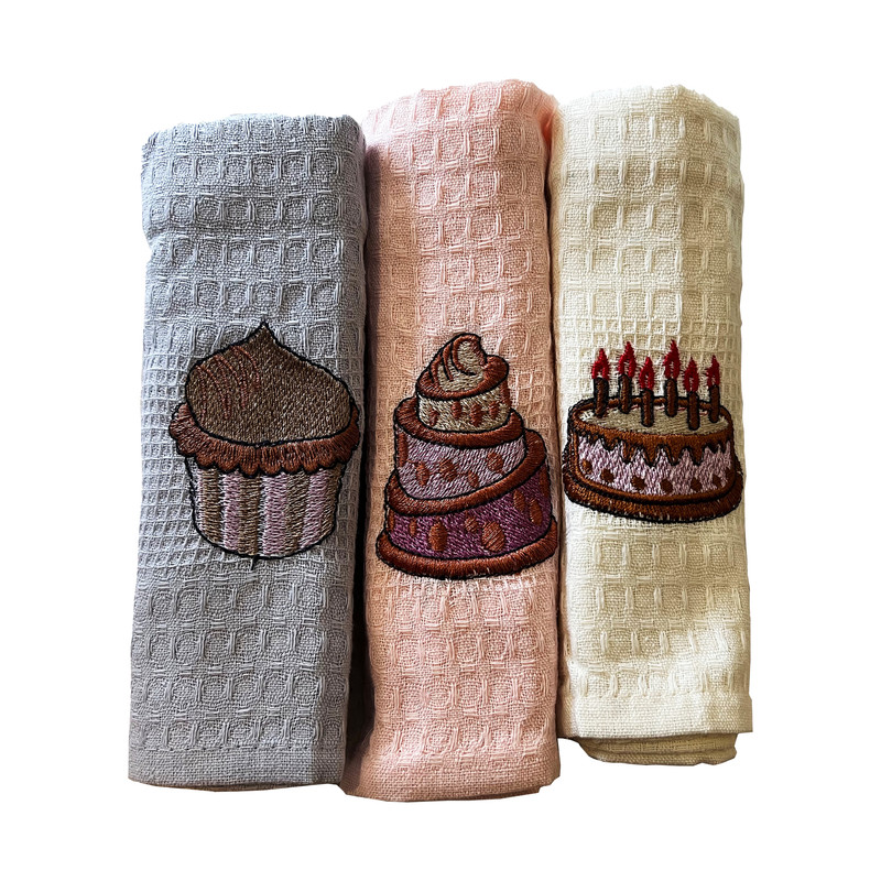 خرید و قیمت دستمال آشپزخانه ربکا هوم کالکشن مدل cake3 مجموعه 3 عددی