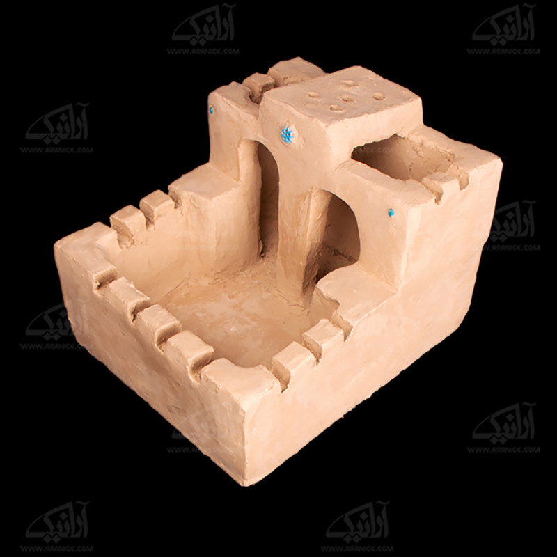 آتش دان سفالی آرانیک ساده طرح خانه قدیمی رنگ قهوه ای مدل 1000700002