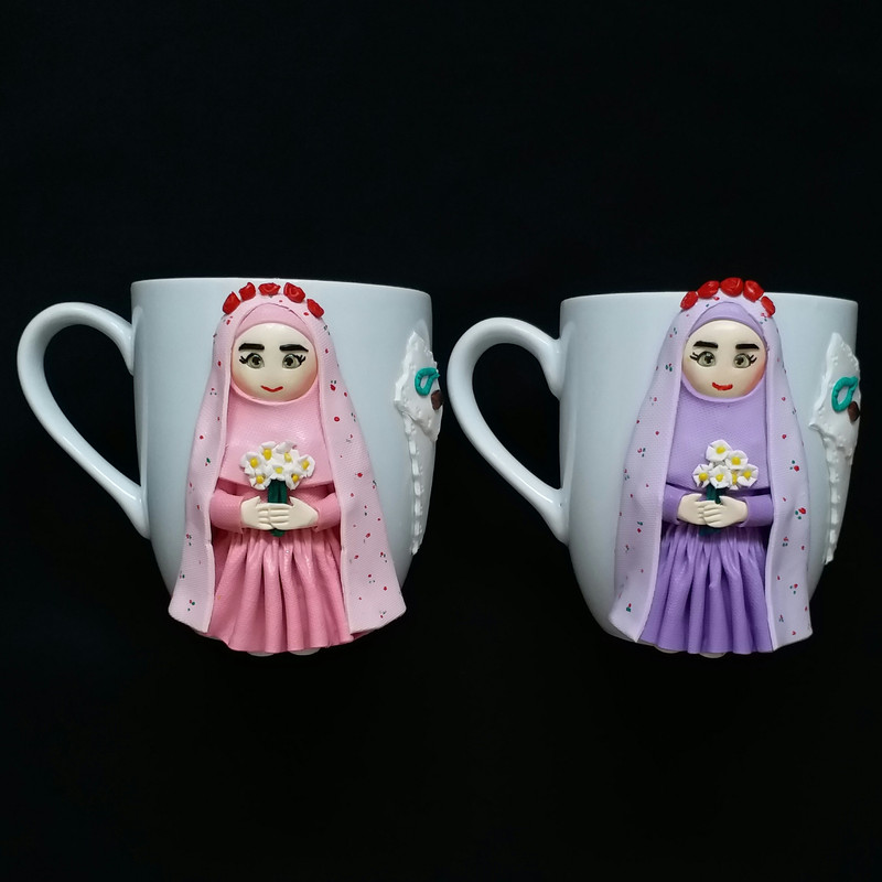 ماگ سرامیکی مدل عروسکی روز دختر کد L829 مجموعه 2 عددی
