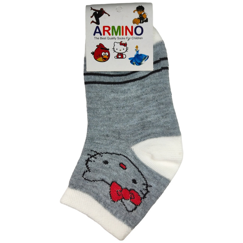 جوراب ساق کوتاه دخترانه آرمینو طرح کیتی کد S3