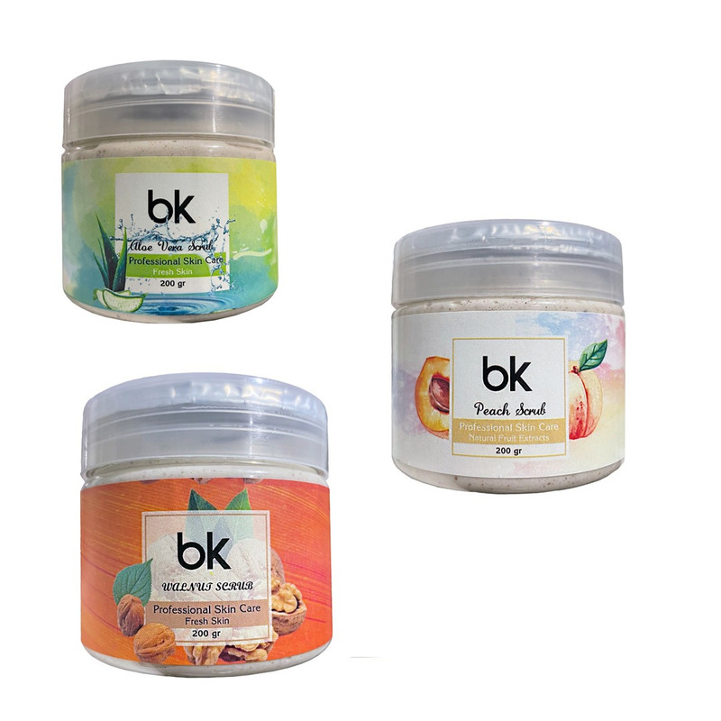 اسکراب لایه بردار پوست بی کی مدل گردو والوئه ورا حجم 200 میلی لیتر بسته 3 عددی