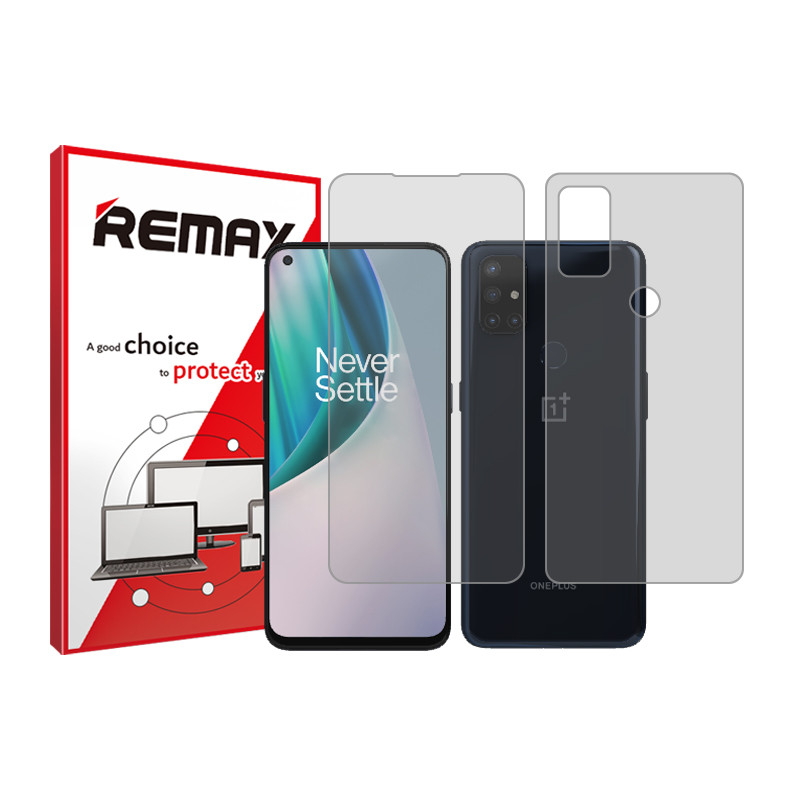 محافظ صفحه نمایش شفاف ریمکس مدل HyGEL مناسب برای گوشی موبایل وان پلاس Nord N10 5G به همراه محافظ پشت گوشی