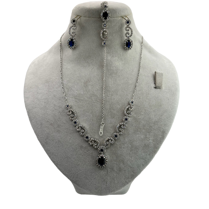 خرید و قیمت نیم ست طلا 18 عیار دخترانه مدل یاقوت کبود