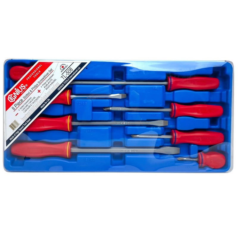 پیچ گوشتی جنیوس تولز مدل TL-508 بسته 8 عددی