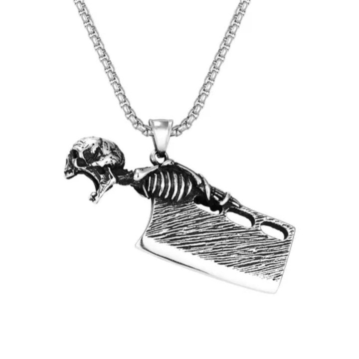 گردنبند مردانه مدل ساطور و اسکلت