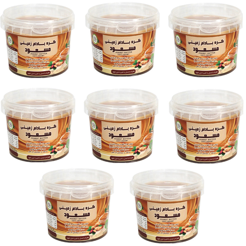 کره بادام زمینی رژیمی ساده مسعود - 500 گرم بسته 8 عددی