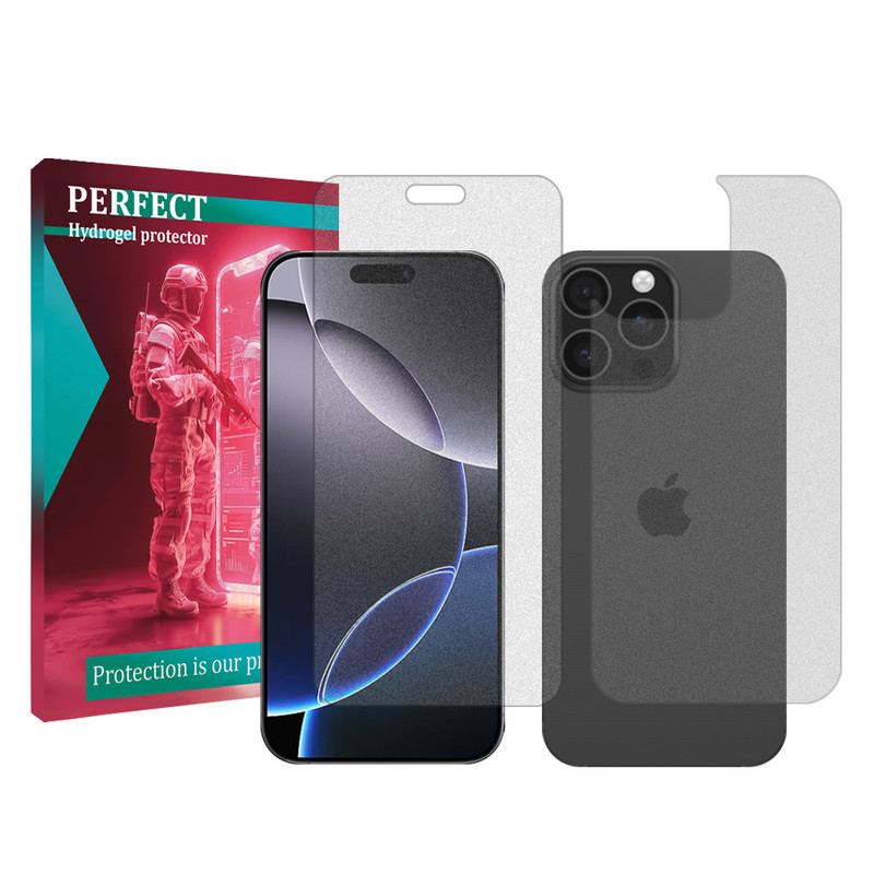 محافظ صفحه نمایش مات پرفکت مناسب برای گوشی موبایل اپل iPhone 16 Pro به همراه محافظ پشت گوشی