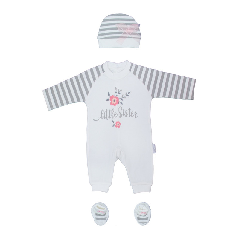 ست 3 تکه لباس نوزادی دخترانه مدل littlesister