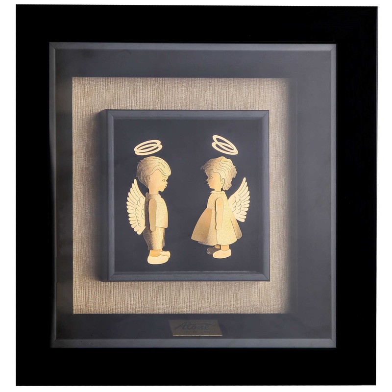 تابلو ورق طلا 24 عیار الون طرح دو فرشته کد 198375